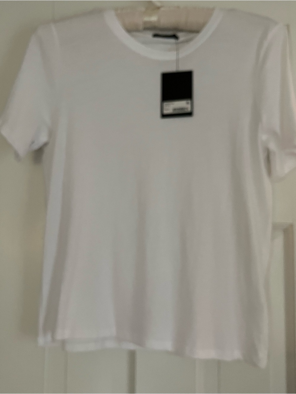 ATM Anthony Thomas Melillo White Crew Neck Tee with Black Tag
